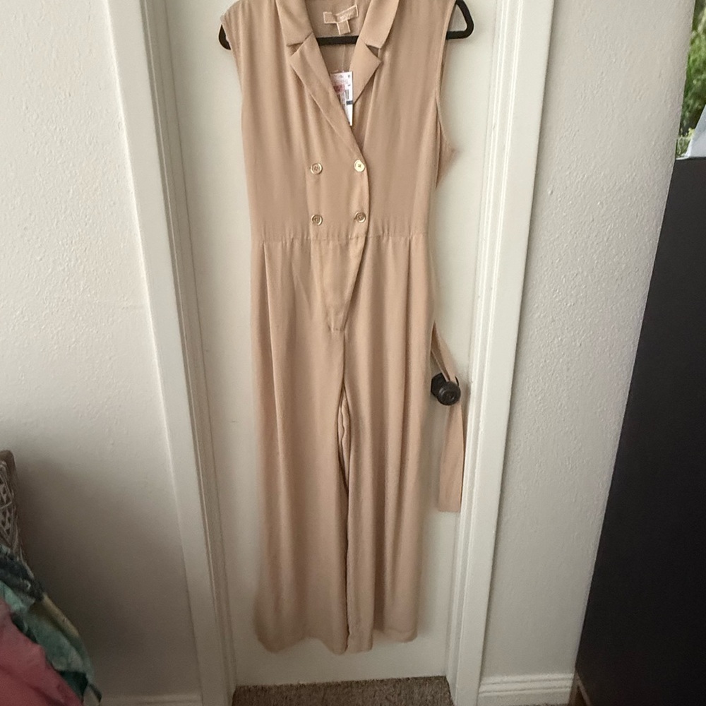 Michael Kors Tan Sleeveless Jumpsuit
